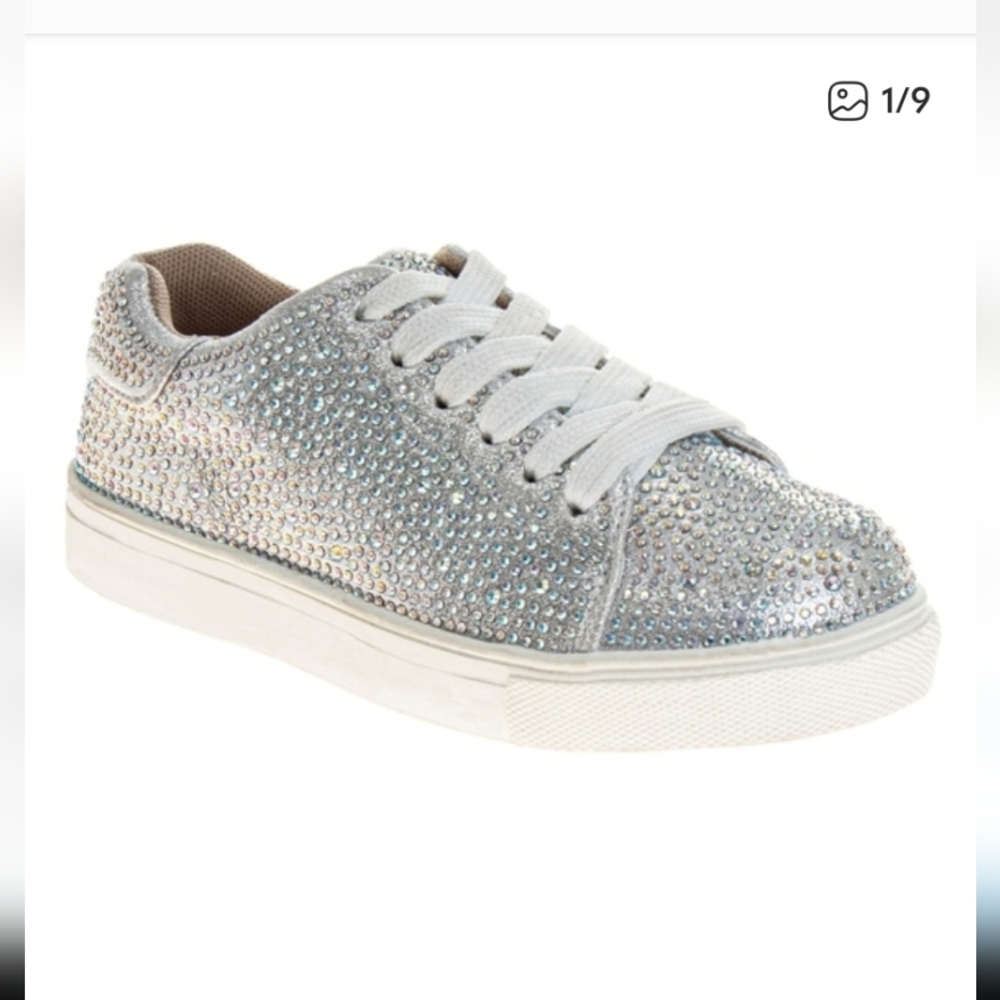Jewel Badgley Mischka Silver Kids Sneakers